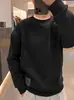 Moletom masculino desenhado com gola redonda, linhas simples, versátil, nova peça básica para primavera e outono, de manga longa, moderno, casual e jovial