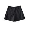 Shorts femininos de verão com cordão e bolso frontal, estilo europeu e americano, novos, com cordão, cinco pontos, calças casuais, comprimento médio