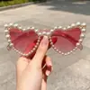 Óculos de Sol Vintage com Pérolas Personalizados em Formato de Coração para Homens e Mulheres 2025, Óculos de Sol de Influenciador Estilo Rua para Festas