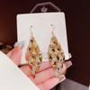 Pendientes de gancho para la oreja europeos y americanos gancho para la oreja pieza dorada brillante joyería nuevo circonita mujeres temperamento exagerado pendientes de diamante mujeres