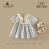 Vestido de Niña Verano Nuevo Estilo Bebé y Niño Pequeño Clase A Algodón Amigable con la Piel Vestido de Princesa Manga Corta Cuello de Muñeca Ropa Infantil