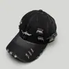 Gorra de Béisbol Estilo Coreano Four Seasons Bordado de Letras Retro Rasgada Protección Solar para Hombres Mujeres Sombrero de Pico Distressed Street Venta al por Mayor