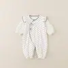 Estilo Otoñal (Doble Capa) Mameluco de niña de lunares negros con espalda cerrada Ropa para bebé infantil niños