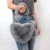 Bolso de mano transfronterizo con forma de corazón de felpa, bolso de hombro y bandolera para mujer, bolso de cadena de piel sintética de conejo, bolso lindo con forma de corazón, modelo nuevo