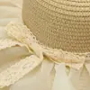 Sombrero para Mujer Estilo Hada de Encaje de Verano Sombrero de Sol para Foto Vacaciones en la Costa Protección Solar Sombrero de Sol Plegable de Paja