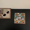 ¡Pequeña literatura y arte gris! Pañuelo Cuadrado Pequeño de Algodón Estampado Azul y Rojo Vintage Estilo Coreano Pañuelo Versátil de Alta Calidad