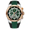 Reloj deportivo de recompensa banda de silicona amigable con la piel color de contraste impermeable luminoso cronometraje reloj para hombre tres ojos seis manecillas reloj para hombre