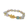 Pulseira de Vidro com Fragmentos de Jade Borboleta Estilo Novo para Mulheres, Pulseira de Girassol de Cristal Colorido Explosivo Nicho, Em Estoque para Venda no Atacado para Bancas de Mercado
