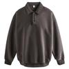 Suéter pesado de 400g para hombre, otoño, marca de moda, ins, holgado, abrigo con solapa, color sólido, simple, tipo polo, manga larga, gris