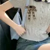 Camiseta de punto corta estilo universitario, simple y elegante para mujer, con un diseño de cuello de muñeca lindo y sexy, hecha de terciopelo Andy