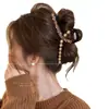 Elegante Pinza para el Cabello Redonda con Perlas para Mujer 2026 Nuevo Modelo Pinza Grande para el Cabello para Moños en la Parte Trasera de la Cabeza Pinza de Tiburón Accesorio para el Cabello