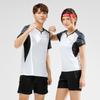 Traje de bádminton de manga corta para hombre y mujer, camiseta de competición deportiva, traje de tenis de mesa, impresión, compra en grupo, transpirable, 2023