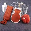 Juego de Baño para el Hogar de Tres Piezas Tira Larga para la Espalda Frotador de Barro Bajo Frotador Gris Toalla de Baño Flor de Baño de Moda Bola Frotadora Artefacto Frotador