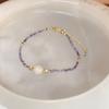 Pulsera de Cuentas con Costuras de Perlas de Agua Dulce de Cristal Moda Lujo Ligero Pulsera Simple Personalidad Nicho Combinación Versátil Pulsera de Alta Gama
