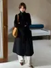 Casaco Shizuka 2026 Outono/Inverno Novo Gola Alta Elegante Comprimento Médio Casaco de Caxemira Dupla Face Roupas de Exterior de Lã Femininas