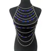 Zhuruku Ropa Comercio Exterior Más Vendido Azul Acrílico Pedrería Múltiples Capas Borla Moda Nightclub Cadena para el Cuerpo Hk0017