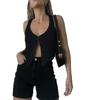 Top sexy para mujer, moda 2024, cuello en V, chaleco corto de verano, cárdigan de punto, top básico informal para mujer