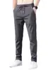 Pantalones Casuales Delgados de Moda para Hombre, Estilo Americano, de Verano, Color Sólido, Juveniles, Corte Holgado, Acortados, Pierna Recta