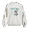 Moletom com Capuz Estampa de Letras Americanas Costura Primavera e Outono Tendência Streetwear Masculina Vibe Casual Gola Redonda Pulôver