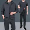 Conjunto de agasalho para meia-idade e idosos masculino outono casual casaco para o pai primavera e outono casaco para pessoas de meia-idade tamanho grande terno de três peças