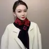 Cachecol Pequeno de Lã Listrado Cruzado Feminino de Inverno Camada Dupla à Prova de Frio e Quente Gola Térmica de Tricô Versátil e Fashion