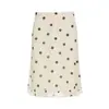 Falda Larga Midi Elegante de Verano Europeo Retro con Estampado de Lunares y Volantes Estilo Callejero de Cintura Media Versátil para Mujer