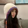 Moda Coreana Sombrero de Felpa de Moda para Mujer, Gorro de Punto para Proteger las Orejas en Otoño e Invierno, Sombrero Versátil Cálido y Dulce para Exteriores, A Prueba de Frío