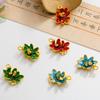 Estilo Chinês Elegante Retrô Exquisito Duplo Pendente Lótus Gotejamento de Óleo Liga Brincos Pulseira Joias Acessórios DIY Brincos
