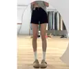 Shorts Jeans Pretos para Mulheres, Novo Estilo de Verão, Petite de Cintura Alta, Elástico, Emagrecedor, Hot Girl, Tight A-Line, Hot Pants que Moldam o Quadril