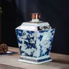 Garrafa de Vinho Cerâmica Azul e Branca de Jingdezhen Ying Mengxianchen 1kg 2kg 1.5kg 2.5kg Jarra de Vinho Retro de Luxo Leve Garrafa Vazia para Infusão de Vinho