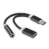 Adaptador de audio trenzado 2 en 1 tipo C para auriculares de 3.5 mm a teléfono Android con adaptador de carga AUX