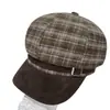 Gorra de Boina Cuadros Casual Vintage para Mujer, Artística y de Moda, Hace que la Cara se Vea Más Pequeña, Engrosada y Cálida para Otoño e Invierno, Gorra de Artista