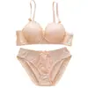 Conjunto de Lingerie Sexy Macio com Suporte de Renda para Mulheres com Seios Pequenos Push-Up Sem Aro Fino Conjunto de Sutiã para Meninas