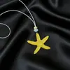 Colar Longo de Contas com Pingente de Estrela-do-Mar Dopamina Azul para Mulheres, Acessório de Corrente de Clavícula Estilo Férias na Praia Único e Versátil