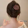 Pinza Elegante para Moño Alto para Mujeres Parte Trasera de la Cabeza Pinza de Flor de Giro de Una Palabra de Gama Alta Pinzas para el Cabello Pinza de Pato Pasador