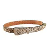 Cinto Personalizado com Strass Estampa de Leopardo Estampa Animal Cinto de Couro Genuíno Cinto de Couro Bovino de Segunda Camada Cinto com Estilo de Design Retrô Personalização