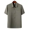 Atacado Transfronteiriço Roupa de Verão para Pai Camisa de Manga Curta Camisa de Seda Gelada para Homens de Meia-Idade e Idosos Top de Duas Peças com Gola