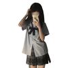 Estilo Colegial Uniforme JK Camisa Vestido Estudante Feminino Básico Original Combina com Tudo Doce Bordado Camisa de Manga Curta