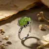 Joyería moderna y de moda: Anillo de plata S925 con jade Hetian y diseño de loto tallado, elegante anillo hueco de plata