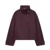 Comercio Exterior Al Por Mayor Otoño Nueva Moda Casual Versátil Estilo Botones Corto Cuello Alto Manga Larga Lana Chaqueta Abrigo