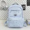 Mochila con estampado de estrellas en degradado blanco lechoso, estilo coreano, alto atractivo estético, mochila multicompartimento en capas para estudiantes de secundaria y preparatoria
