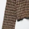 Otoño 2026 Moda Europea y Americana Nueva Cardigan de Punto a Cuadros con Hilo Metálico y Flecos Inspirado en Chanel para Mujer A37400