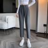 Pantalones de Traje Grises para Mujer Primavera y Verano Nuevos Pantalones de Seda de Hielo con Caída Pantalones Harem Ajustados de Nueve Puntos Casuales Rectos Tipo Cigarrillo