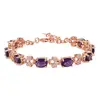 Promoção Quente Trevo de Quatro Folhas Turmalina Vermelha Rubi Pulseira Moda Elegante Banhado a Ouro Rosa Nobre Luxo Pulseira de Diamante