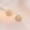 Aretes para Mujer, Aretes de Flor Corazón con Circonita Micro-pavimentada de Cobre, Nueva Moda de Nicho, Diseño Simple, Joyería de Temperamento y Versátil