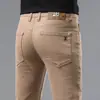 Jeans Amarillos de Alta Gama para Hombre Otoño 2026, Corte Delgado, Elásticos, Pantalones Largos, Modernos, Casuales, Versátiles, Tendencia, Color Sólido