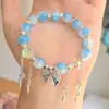Pulsera de Cristal con Lazo de 10 mm Estilo Súper Hada Dulce Joyería de Mano para Mejor Amiga Pulsera de Cristal con Gradiente de Color Crema