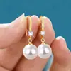 Joias Transfronteiriças Desejo Amazon Aliexpress Pingente Gota de Água Brincos Pérola Oval Brincos de Noiva Brincos