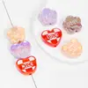 Cuentas de Oso Acrílicas de Colores con Goteo de Aceite Doble Cara Cuentas de Corazón Cadena para Teléfono Móvil con Cuentas Accesorios DIY para Tocados
