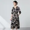 Vestido de Seda de Peso Pesado para Mujer, Nuevo Estilo de Verano con Diseño Estampado, Elegante y a la Moda